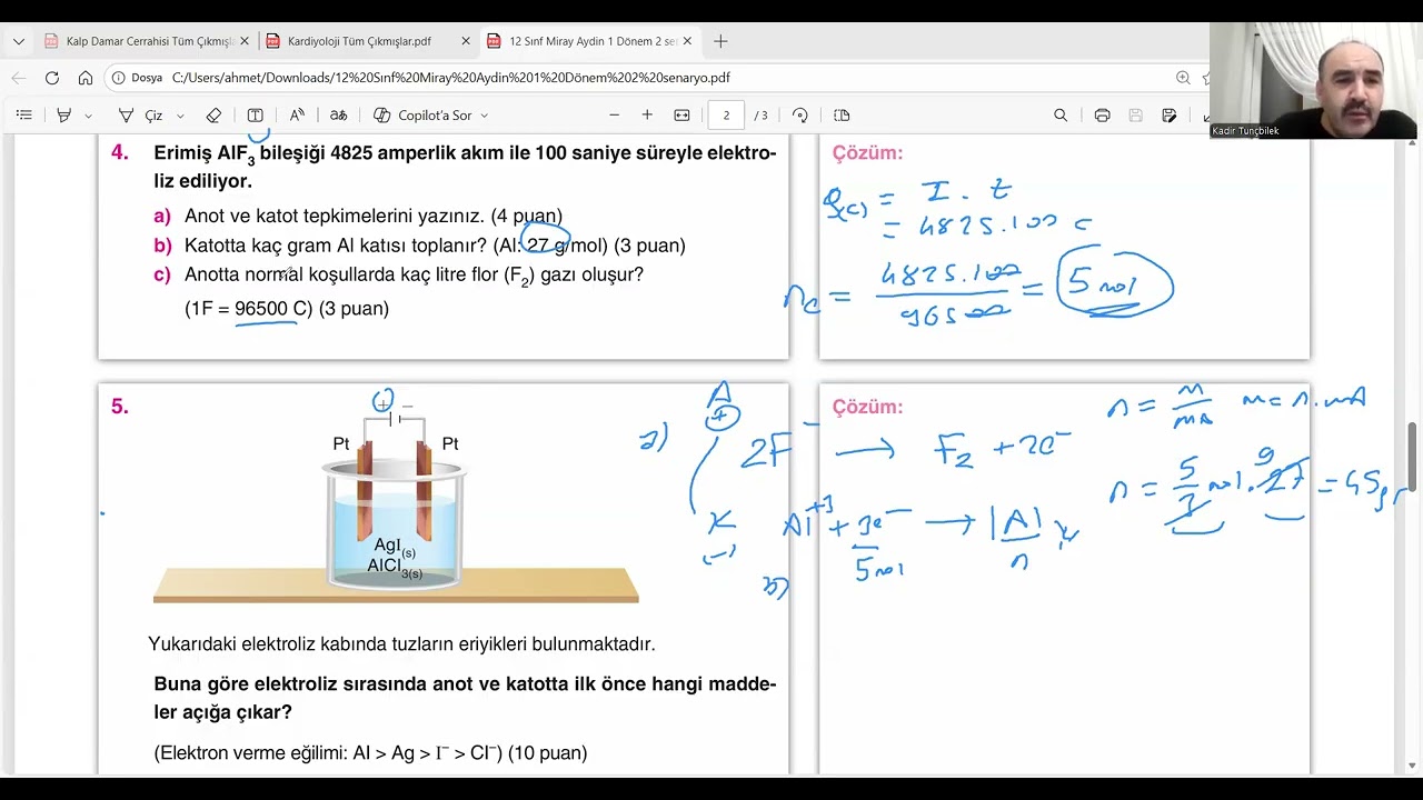 12. SINIFLAR KİMYA YAZILI ÇALIŞMASI 1. DÖNEM 2. YAZILI