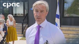 Nova Scotia Premier Tim Houston speaks with reporters in Bridgewater – July 28, 2026