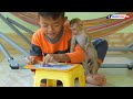 Baby Monkey | Tiny Baby Olly Stand Looking Brother Study