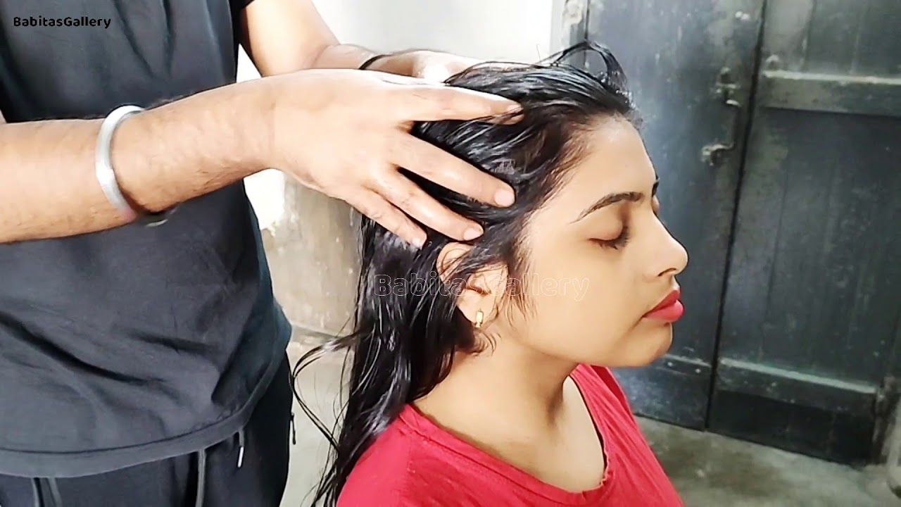 Oiling Hair and Head Massage by male Pulling/Pampering Hair / To buy full videos wtsap+91 9154004797