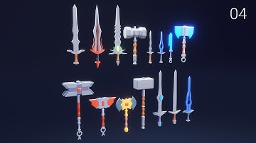 (BRAINCHILDART Armory #04) LOWPOLY Fantasy Weapons in Blender 2.90 |  Blender Speed Modeling