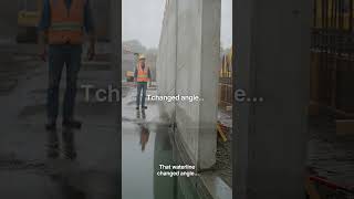 This Retaining Wall Shouldn’t Lean… But The Waterline Did 😳 #construction #concrete