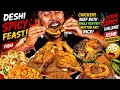 Eating Spicy Deshi Chicken Curry,Beef Boti,Whole Fish Fry,Mutton Fat,Fuska With Rice || Asmr Mukbong