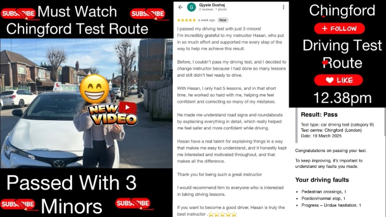 2025 Chingford Driving Test Route ~ 12.38pm - YouTube