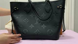 Louis Vuitton Black Monogram Giant Empreinte Leather Neverfull MM