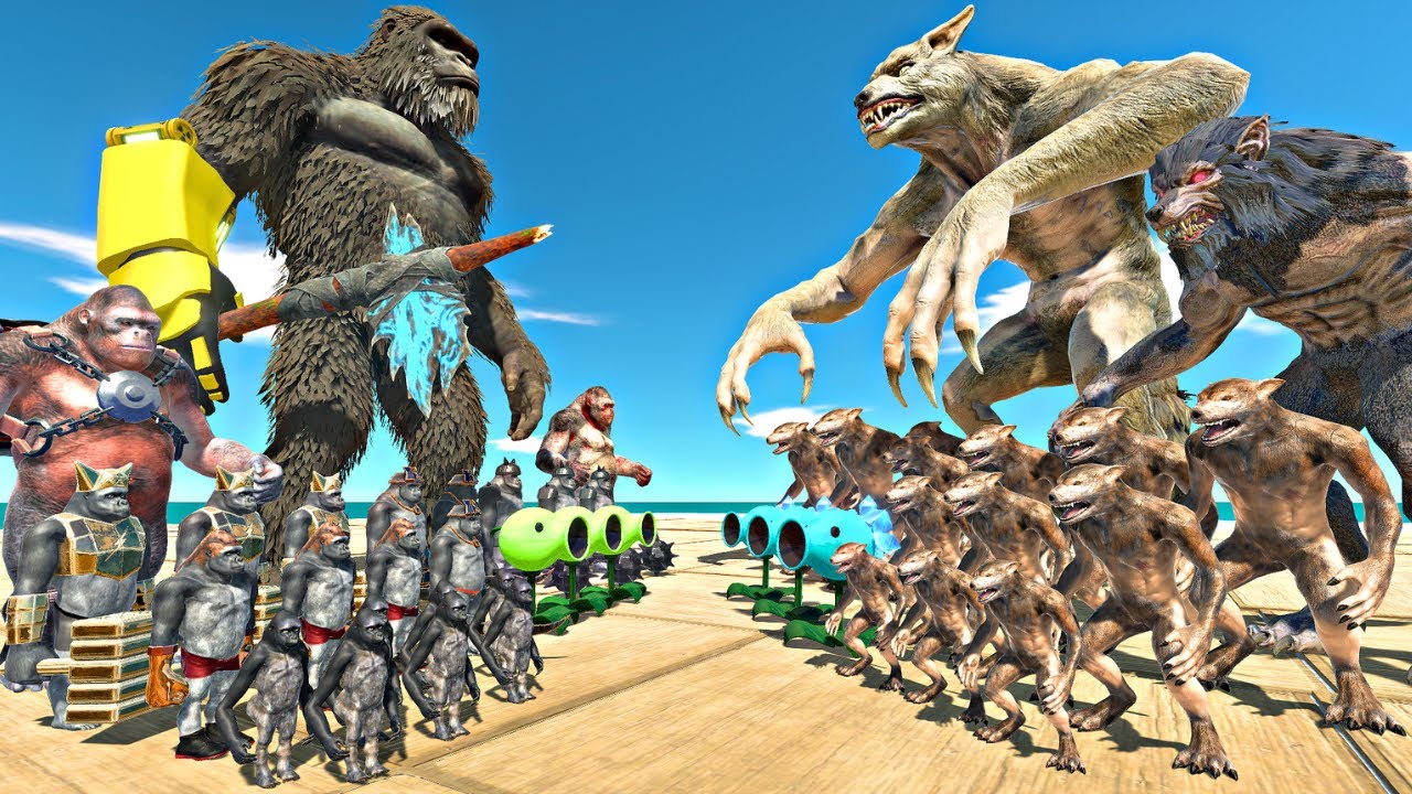 Werewolf Fights in Plants Arena | King Kong 2024 vs Werewolf -Animal Revolt Battle Simulator