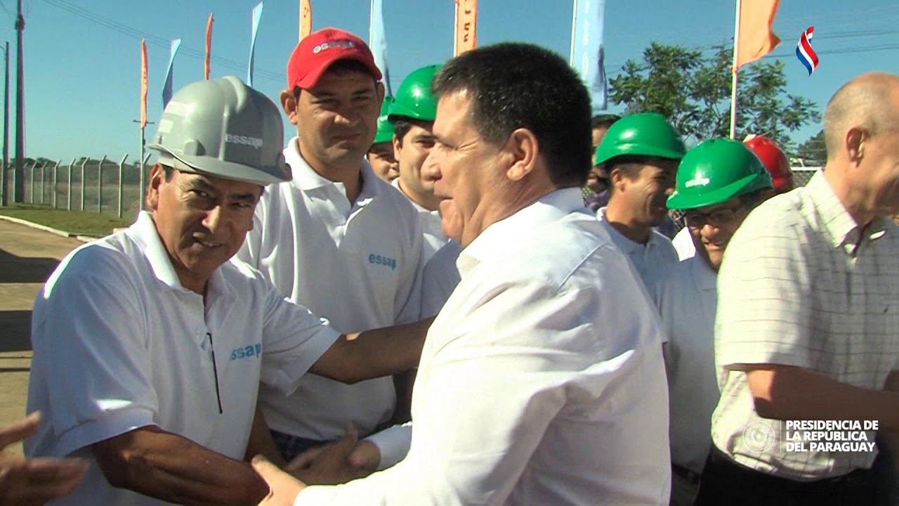 Presidente Cartes resalta moderna instalación de planta de agua potable - YouTube
