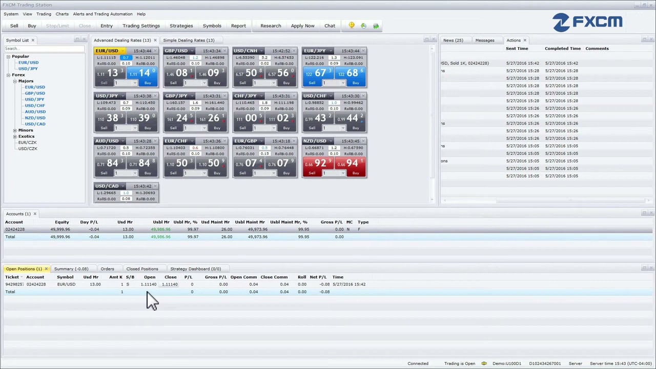 Open Positions Tab   FXCM Trading Station Desktop