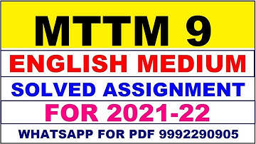 MTTM 9 Solved Assignment 2021-22 in ENGLISH | MTTM 9 Solved Assignment 2021-22 | MTTM 9 2021-22