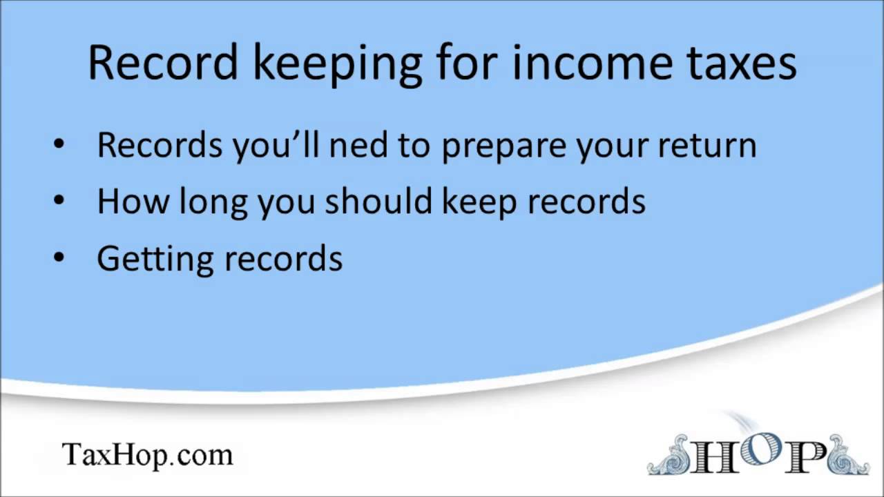 Record keeping for taxes YouTube