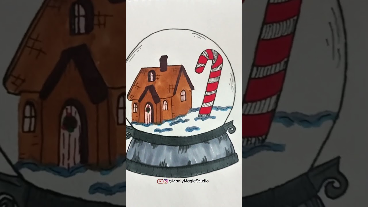 Christmas Snow Globe Drawing ❄⛄ 