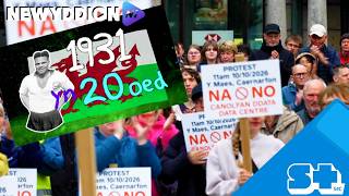 Canolfan Ddata yng Nghaernarfon: Y pryderon mawr & hanes pêl-droediwr du cyntaf Cymru!