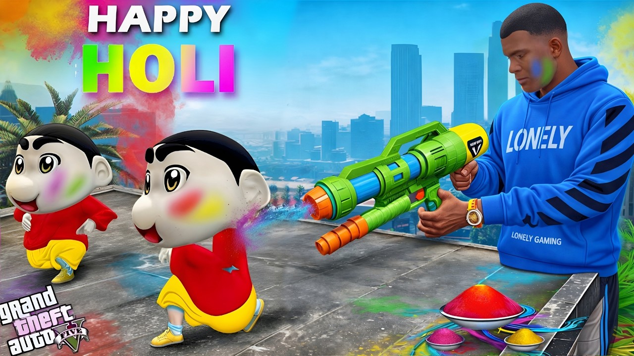 ⁣😂Franklin Celebrates HOLI With Shinchan & Chop in GTA 5!