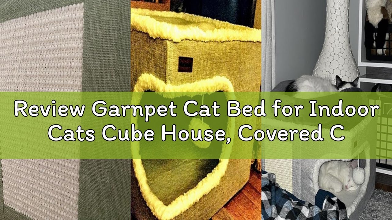 Review Garnpet Cat Bed for Indoor Cats Cube House, Covered Cat Cave Beds & Furniture with Scratch Pa