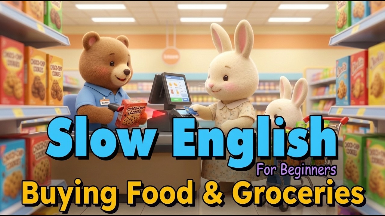Bunny buying food and groceries 🐰 | English Story for Kids | Easy English Story (A2)