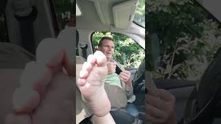 Hitchhiker has to smell the old driver's socks and lick his feet as payment 😂!