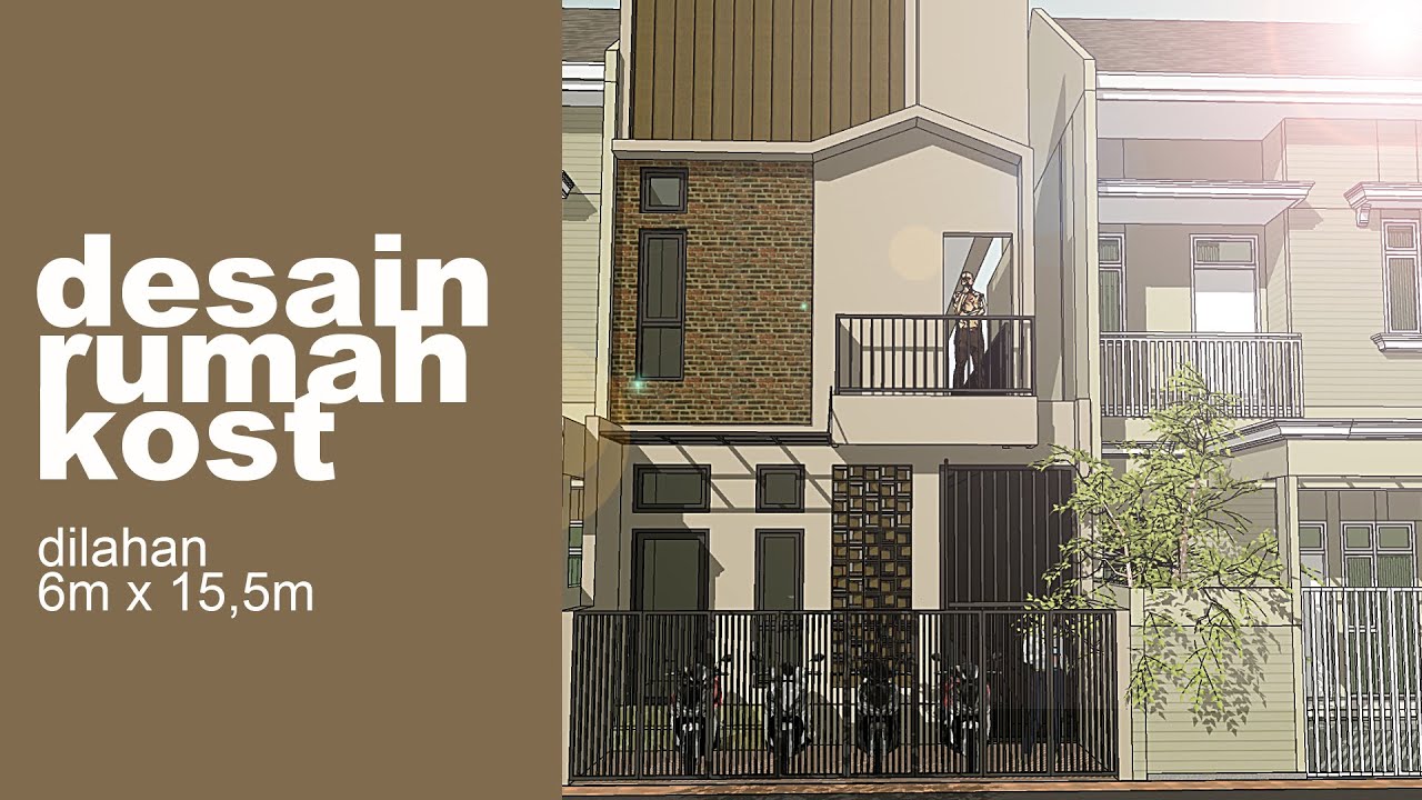 Desain rumah kost 2 lantai lahan sempit