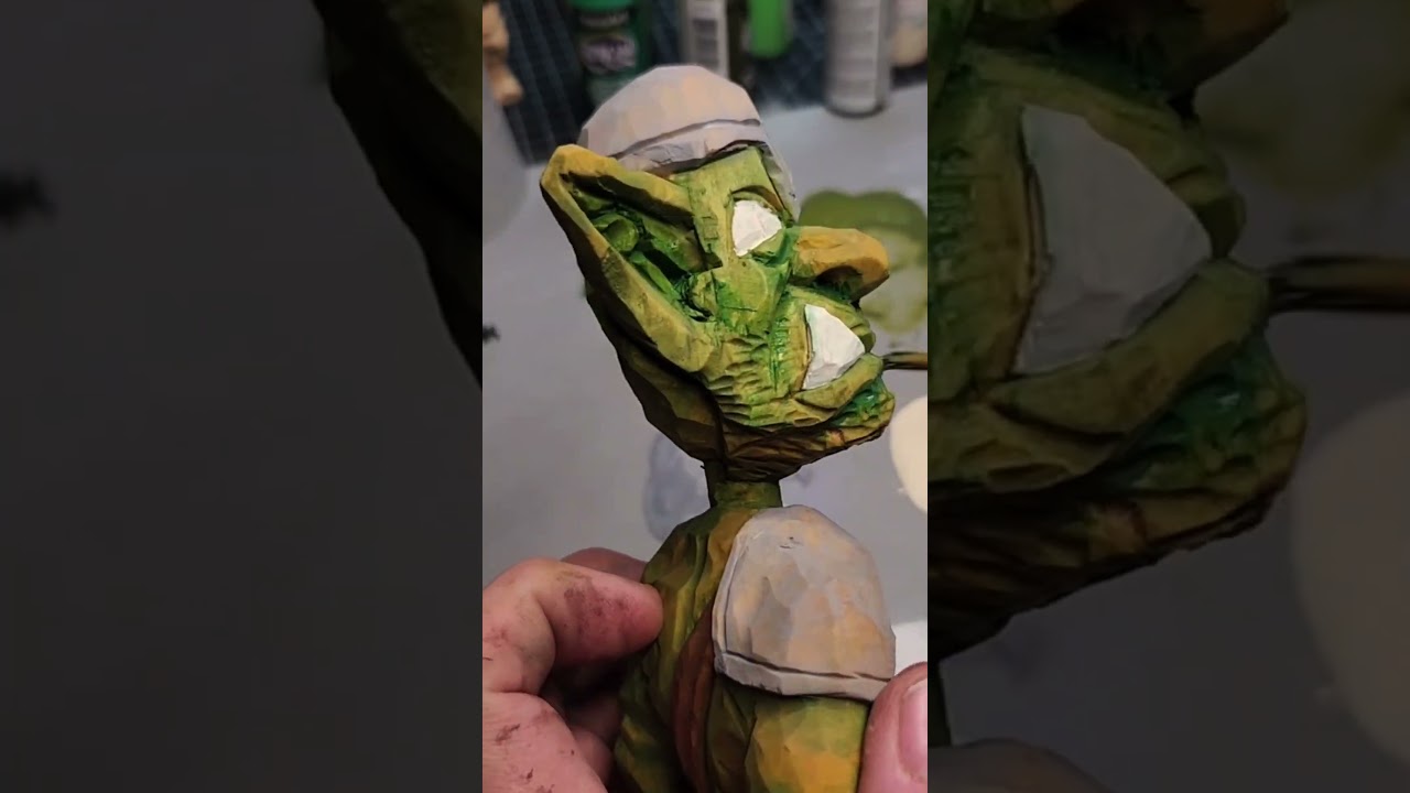 Another time-lapse of some caricature painting. #woodcarving #acrylicpainting #dnd #woodart