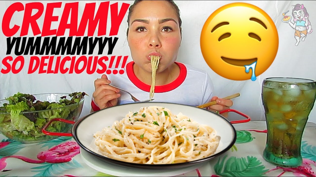 PASTA CARBONARA MUKBANG 먹방 BACON & CHEESY SPAGHETTI