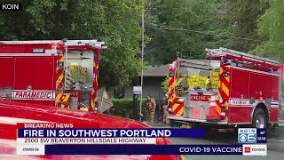Crews battle flames at SW Portland apartment building