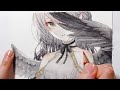 【透明水彩】イラストメイキング【黒い羽の天使】●Watercolor Painting