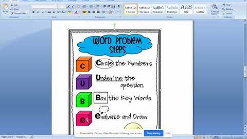 Solving word problems using the C.U.B.E.S. strategy