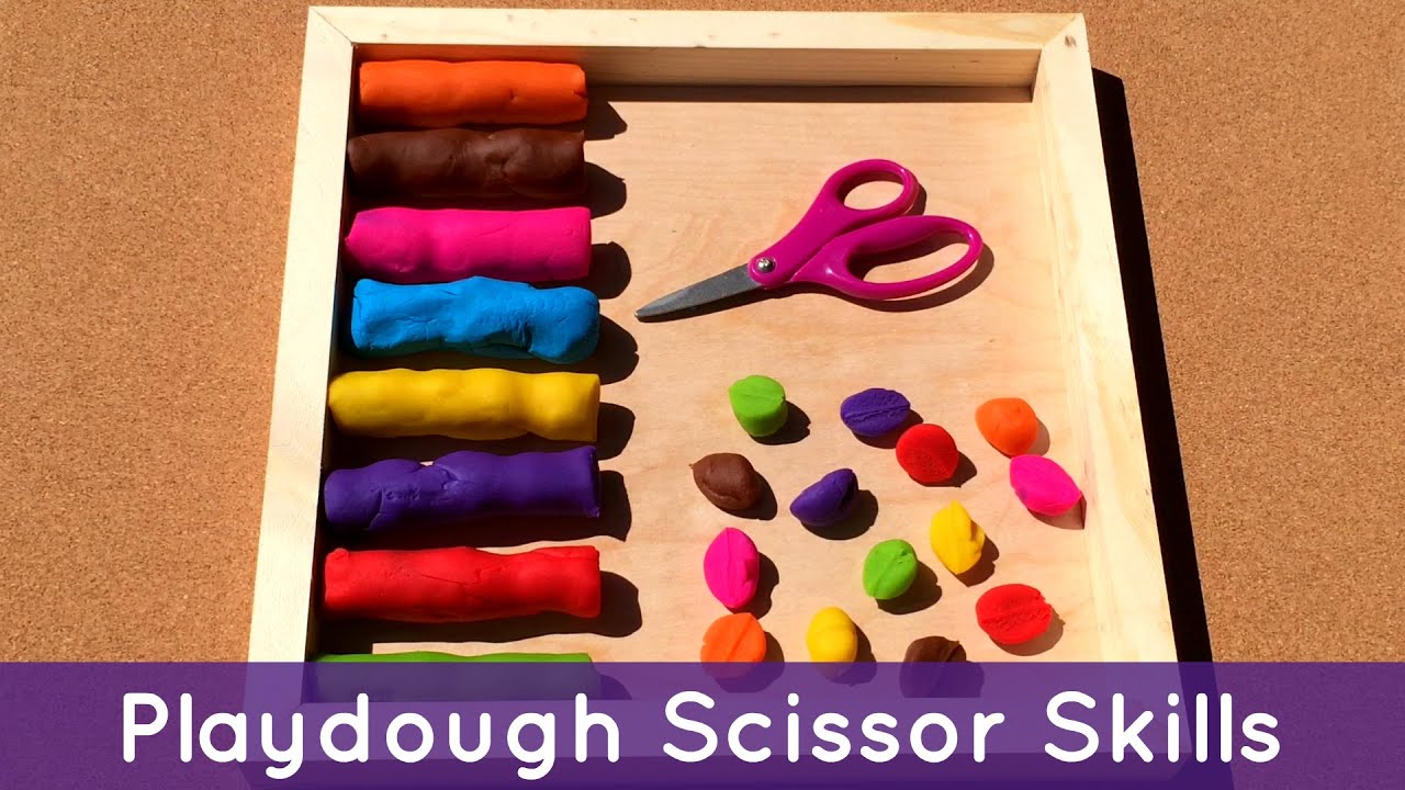 Scissor Skills Practice with Play Dough