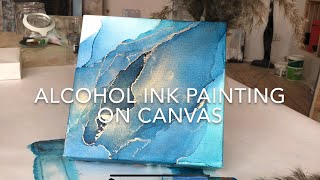 Alcohol ink painting on canvas tutorial.