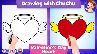 how to draw a valentines day heart chuchu tv drawing for kids easy step by step