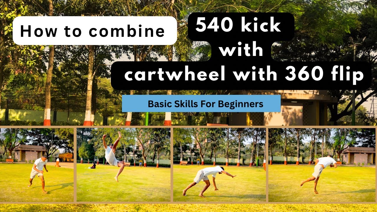 Как совместить 540-градусный удар ногой с колесом и 360-градусным флипом