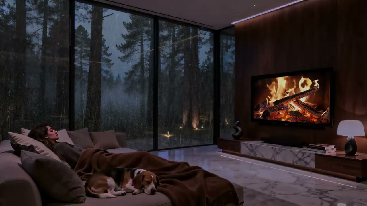 3 Hours of Luxury Cabin Rain & Fireplace Sounds | Deep Sleep & Relaxation