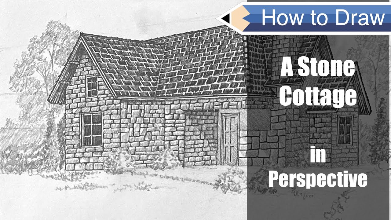 How to Draw a Stone Cottage in 2-pt Perspective - YouTube
