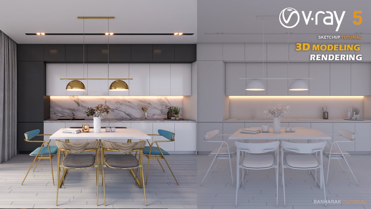 Modern Dining room | Interior Design | Vray 5 Sketchup interior #34 ...
