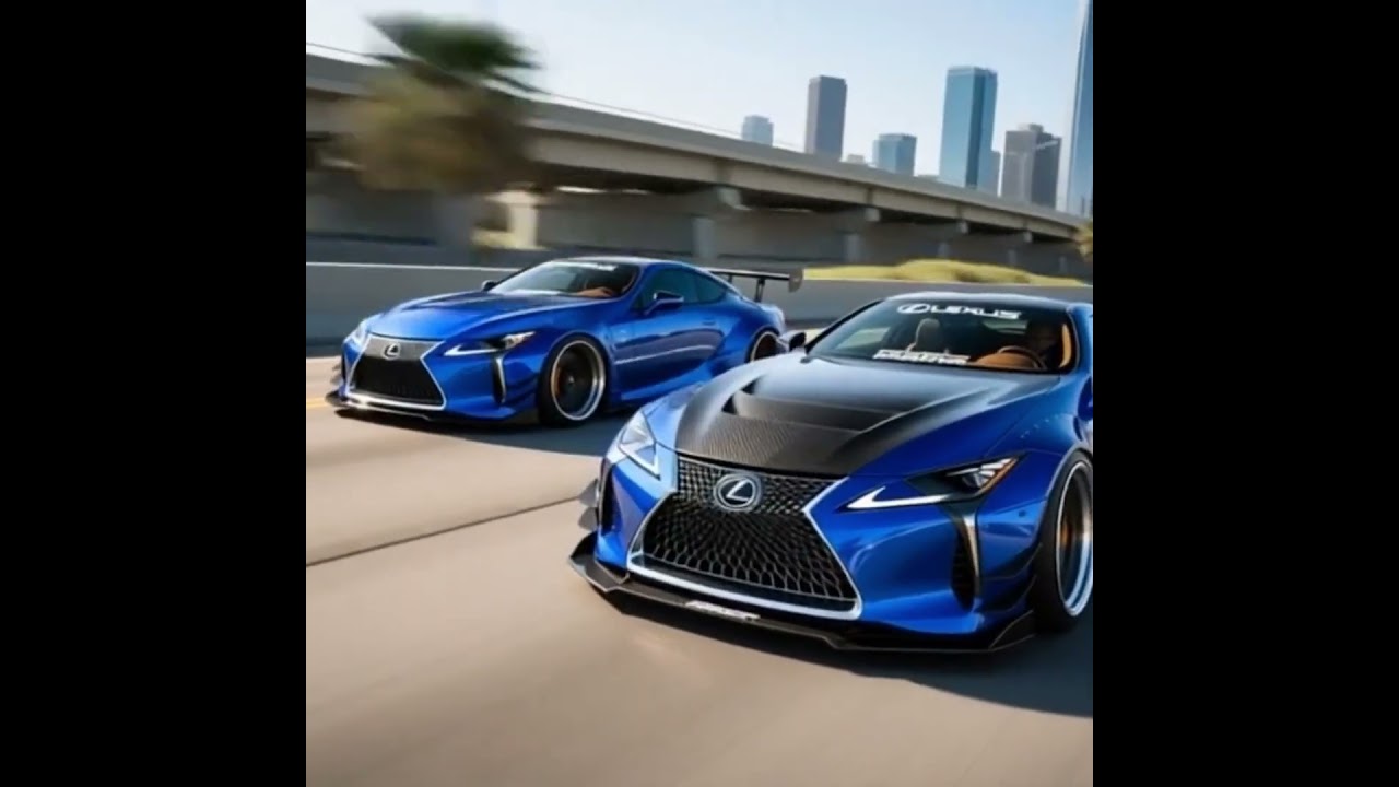 two Lexus LC 500 cars, both fully modified with custom wide body kits
