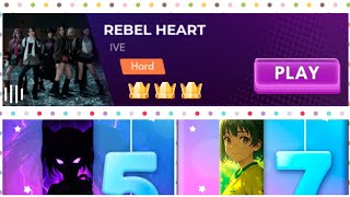 Playing 'REBEL HEART by IVE' on two different piano tile apps  screenshot 3