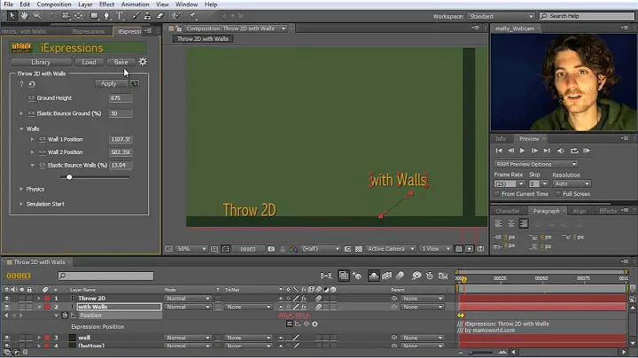 After Effects Physics Simulation Quick Tip: Throw 2D with Walls