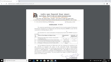 NIOS DLED BRIDGE COURSE PDPET PROGRAM FEE SUBMISSION NOTICE LAST DATE 15 JANUARY 2019