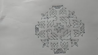 Easy Birds Rani16-4-4Simple Birds Kolamlove Birds Kolam Creative Birdcreative Parrot Rango