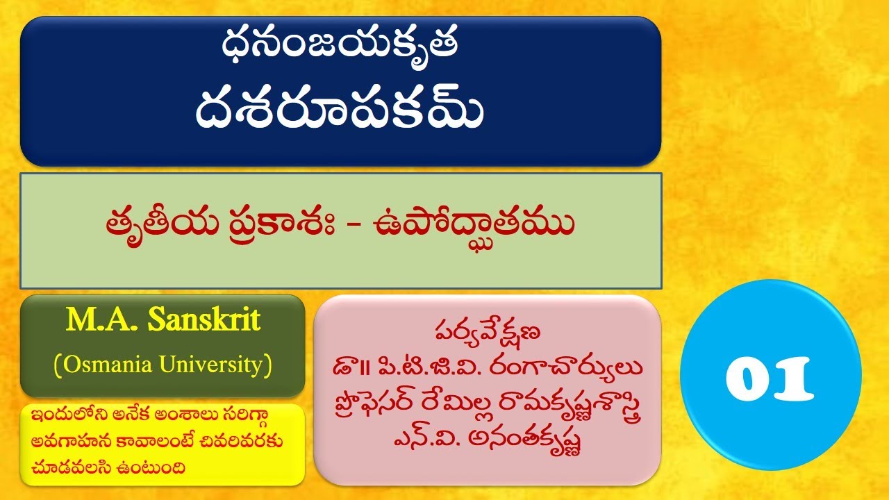 33 01 dasaroopakam    దశరూపకం   తృతీయప్రకాశః   ఉపోద్ఘాతము