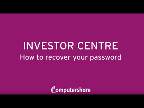 Investor Centre (Aust & NZ) - How to Recover Your Password