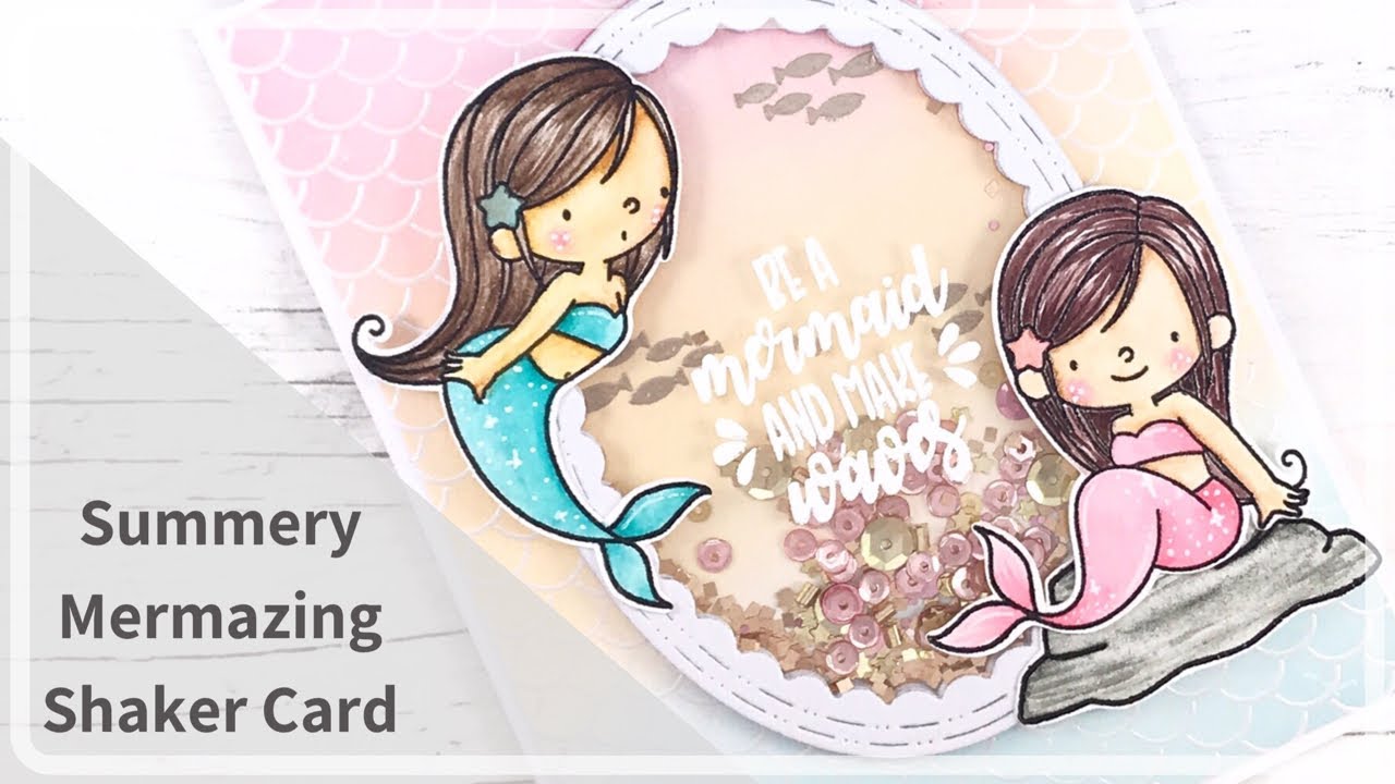 MFT mermazing shaker card | Watercolouring | Interactive Card
