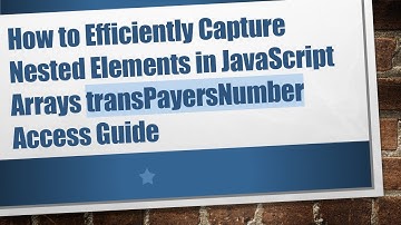 How to Efficiently Capture Nested Elements in JavaScript Arrays transPayersNumber Access Guide
