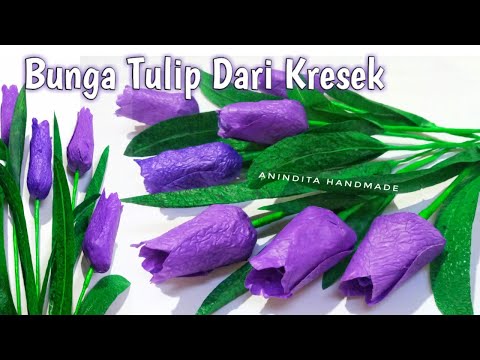 CARA MEMBUAT BUNGA TULIP DARI PLASTIK KRESEK//How to make tulips from plastic bags//Bunga Kresek