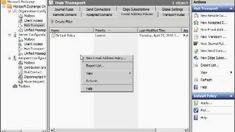 Video 9   Hub Transport Role Email Address Policies, Transport Rules, and Journal Rules