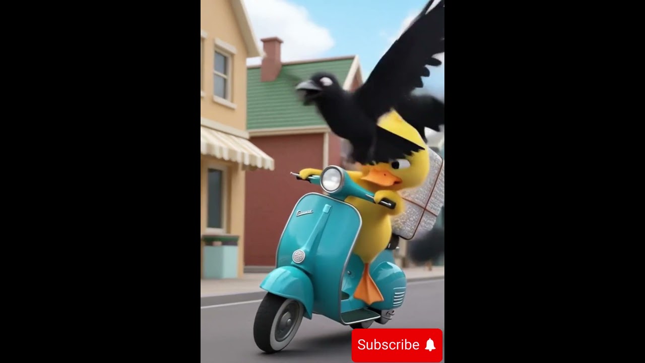 Baby Lucky Duck fight with black birds 