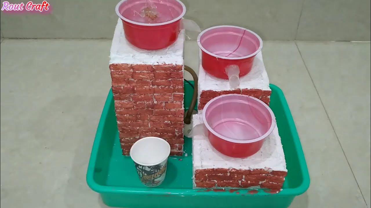 How to Make Beautiful Water Fountain with Thermocol Easy Fountain