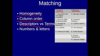 Improving Matching Items