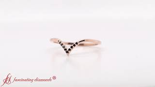 V Shape Black Diamond Stacking Wedding Band In Rose Gold