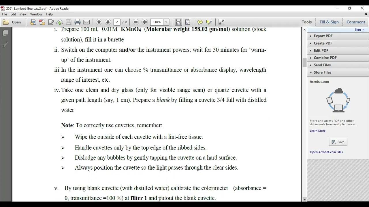 Colorimeter Determination of the Concentration of an Unknown KMnO4