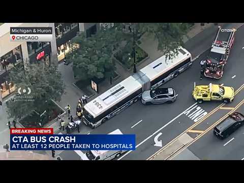 At least 12 people hospitalized after crash involving CTA bus on Near North Side, fire officials say